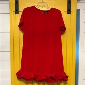 Red Ruffle Hem Mini Dress